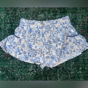 Free People Floral Blue and White Women's Shorts